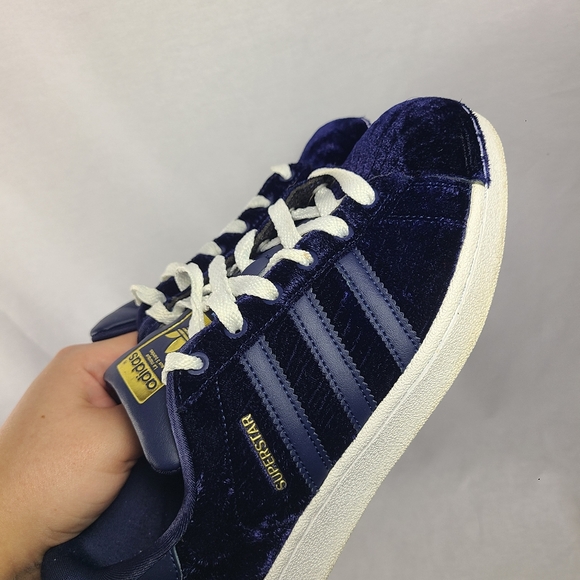 Adidas Orignials Women's Superstar Navy Fashion Velvet Sneakers Size 7 US Womens - Picture 7 of 9